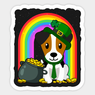 Jack Russell Rainbow Irish Clover St Patrick Day Dog Gift print Sticker